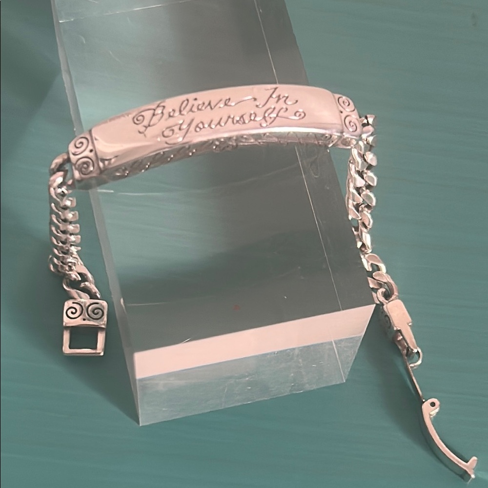 Brighton Silver Plated “Believe In Yourself” Inspirational ID Chain Bracelet